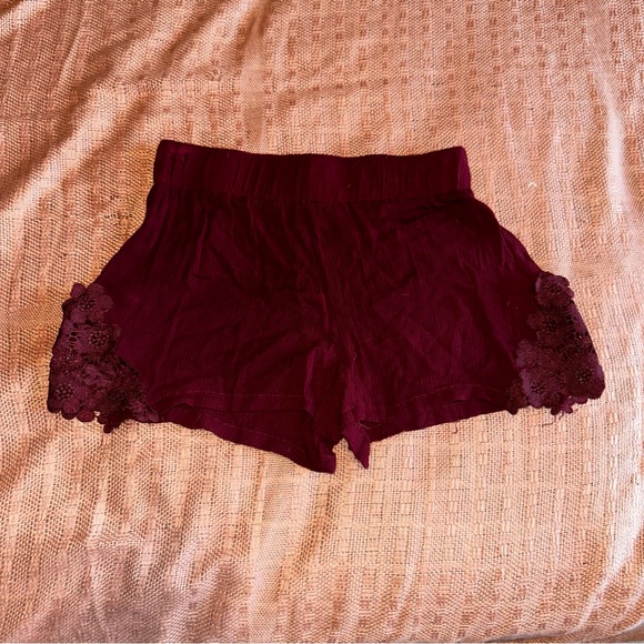 shosho Pants - Burgundy Lace Flowy Shorts